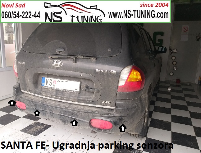 ugradnja parking senzora novi sad indjija pazova hyundai santa fe 2003 2004 2005 2006 led ekran kamera rikverc
